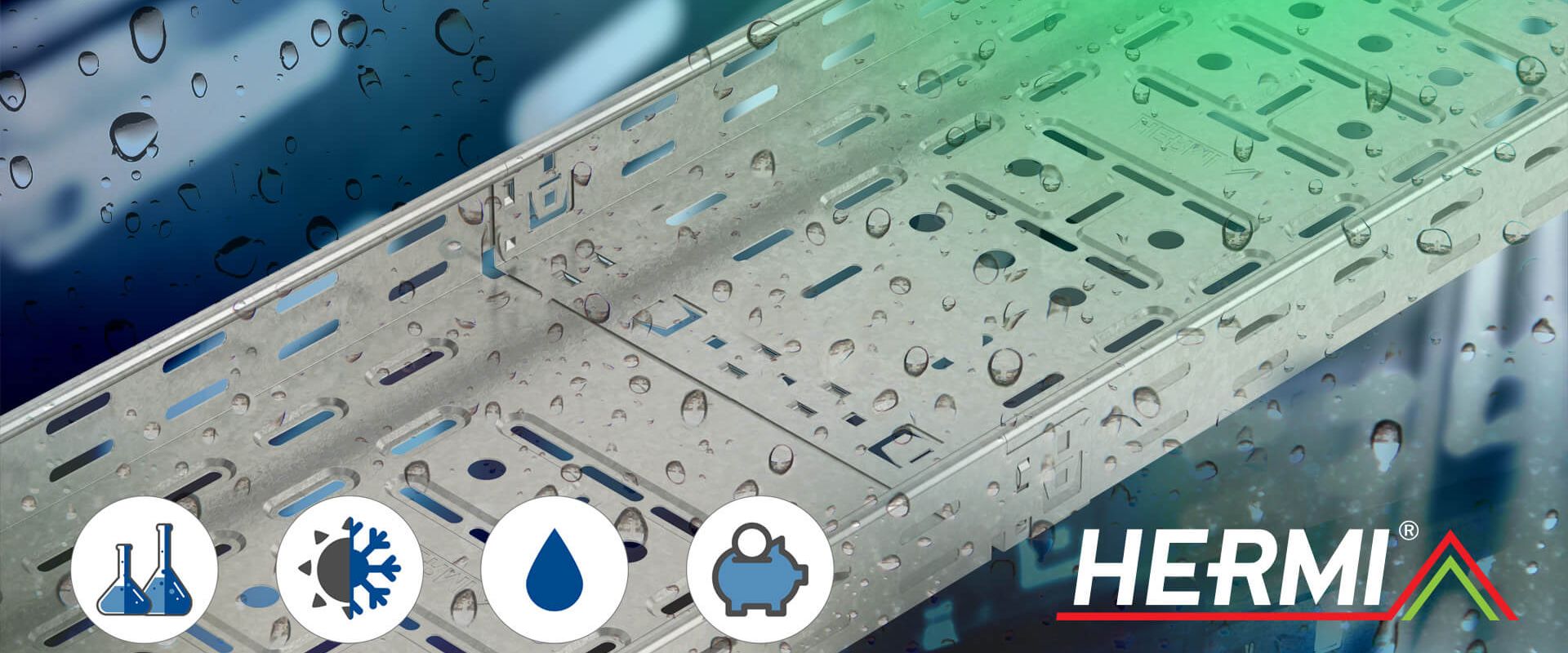 Hermi Fast Klick® Cable Trays in Magnelis® Version